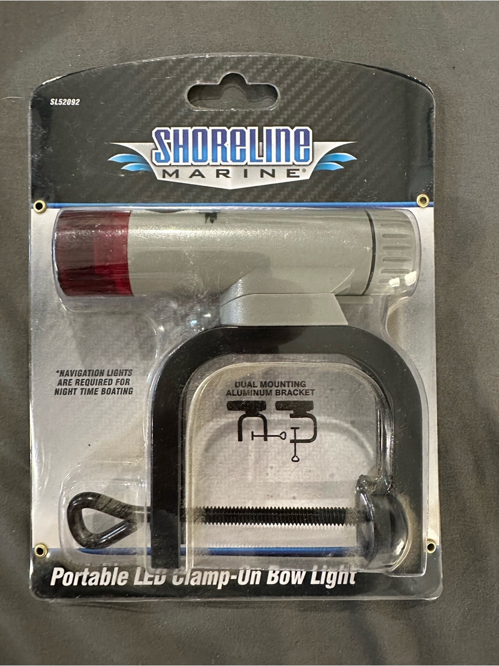 Shoreline Marine Gray Body with Red Lens Clamp-On Bow Light